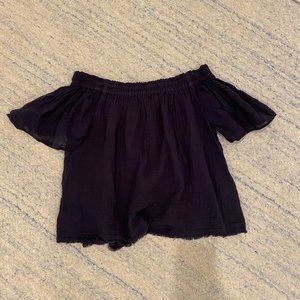 Navy Flowy Off-Shoulder Top
